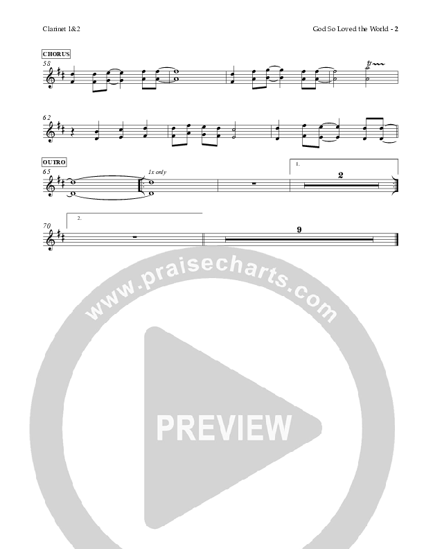 God So Loved The World Clarinet 1/2 (Charles Billingsley)