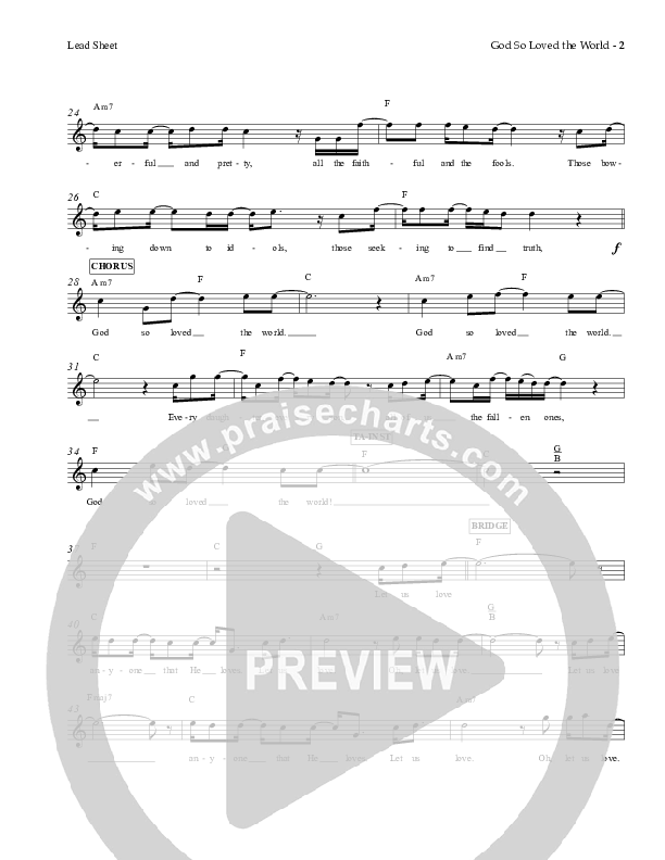 God So Loved The World Lead Sheet (Charles Billingsley)