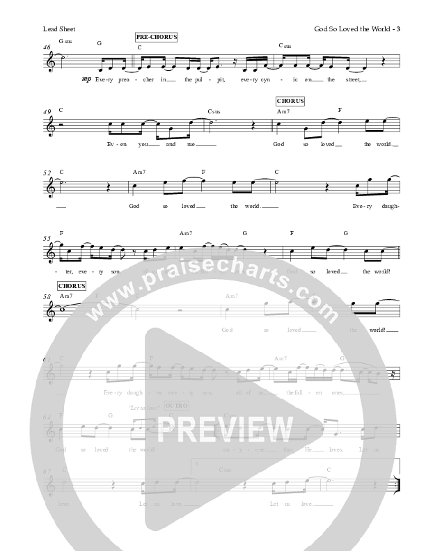 God So Loved The World Lead Sheet (Charles Billingsley)