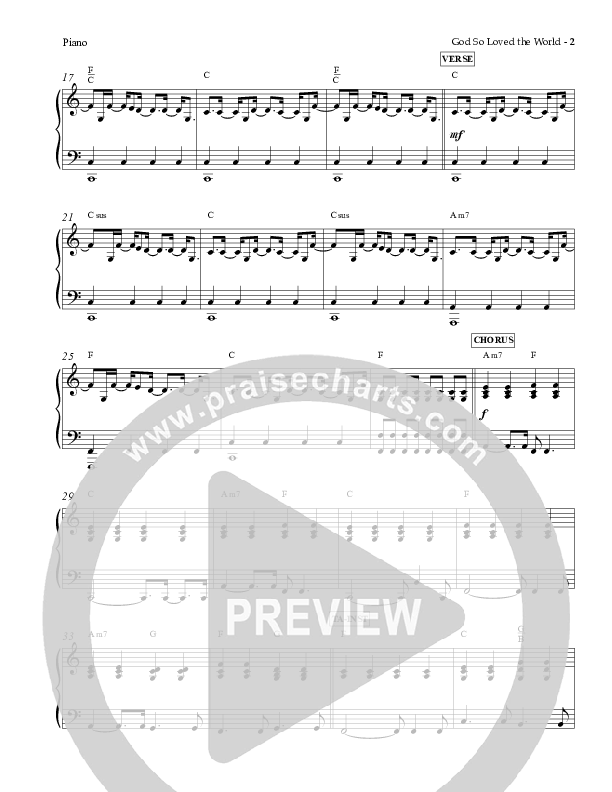 God So Loved The World Piano Sheet (Charles Billingsley)