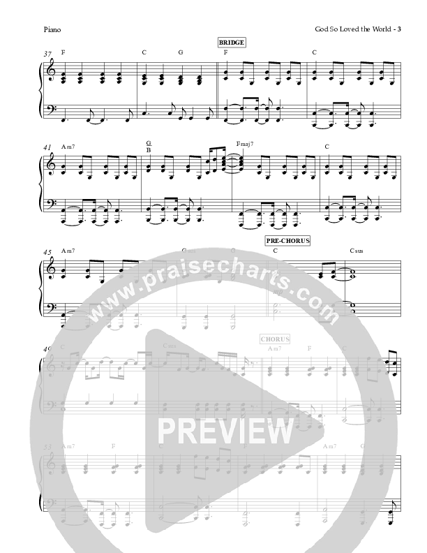 God So Loved The World Piano Sheet (Charles Billingsley)
