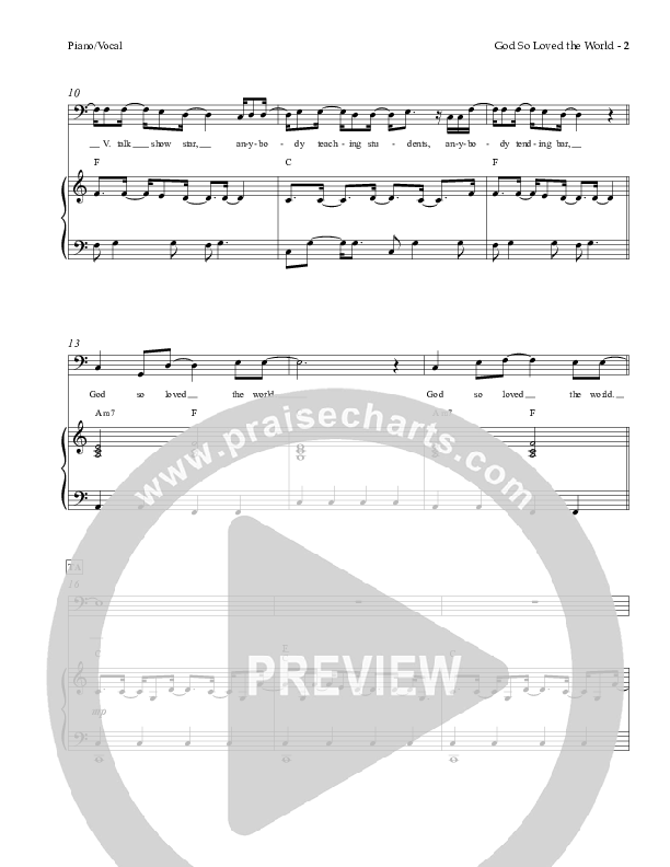 God So Loved The World Piano/Vocal & Lead (Charles Billingsley)
