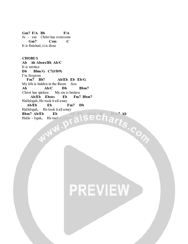 He Took It All Away Chord Chart (Charles Billingsley / Red Tie Music)