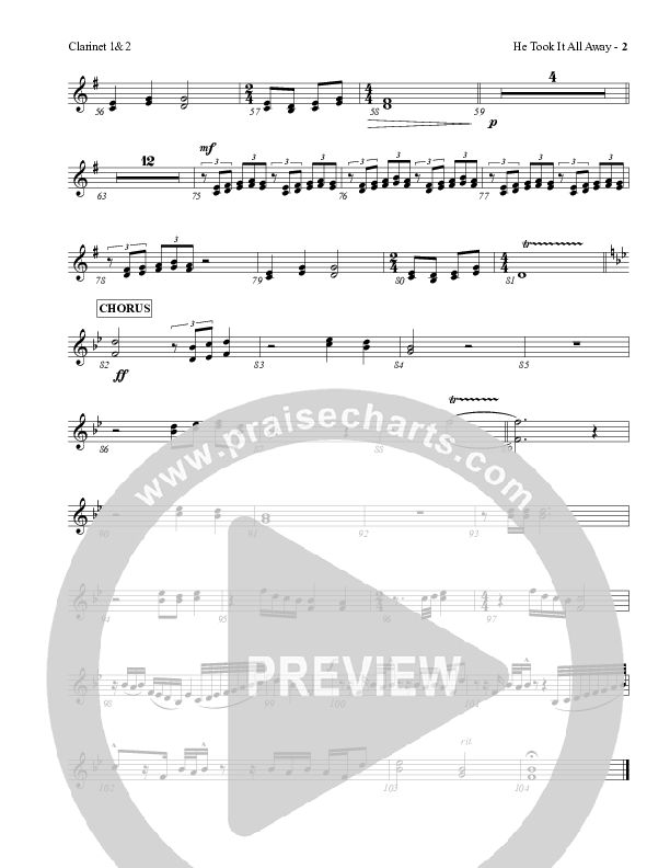 He Took It All Away Clarinet 1/2 (Charles Billingsley / Red Tie Music)