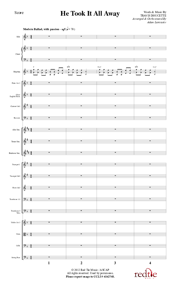 He Took It All Away Conductor's Score (Charles Billingsley / Red Tie Music)