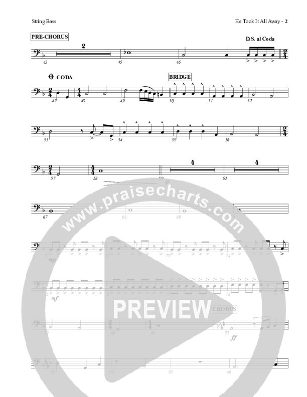 He Took It All Away Double Bass (Charles Billingsley / Red Tie Music)