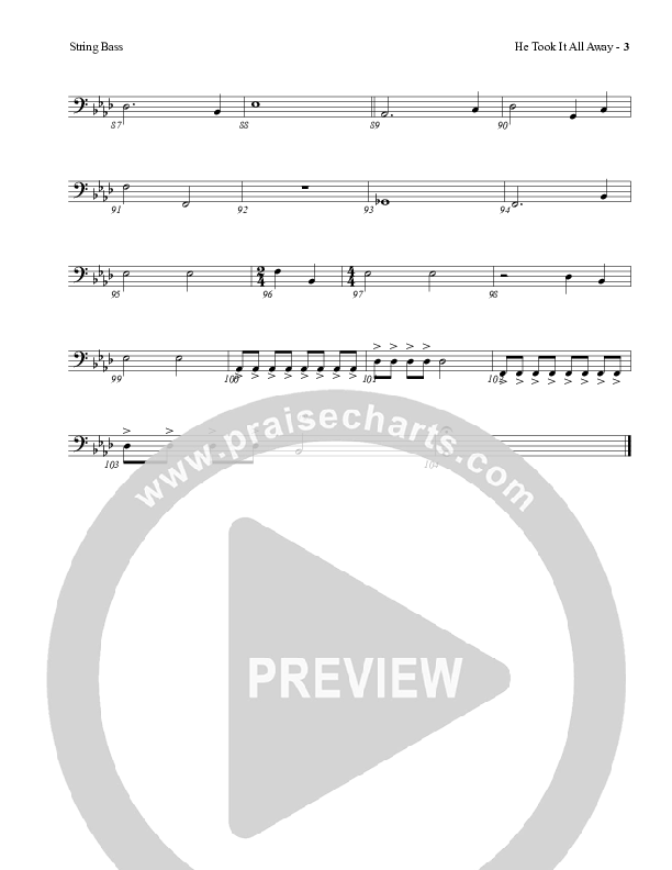 He Took It All Away Double Bass (Charles Billingsley / Red Tie Music)