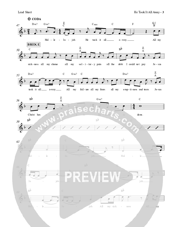 He Took It All Away Lead Sheet (Charles Billingsley / Red Tie Music)