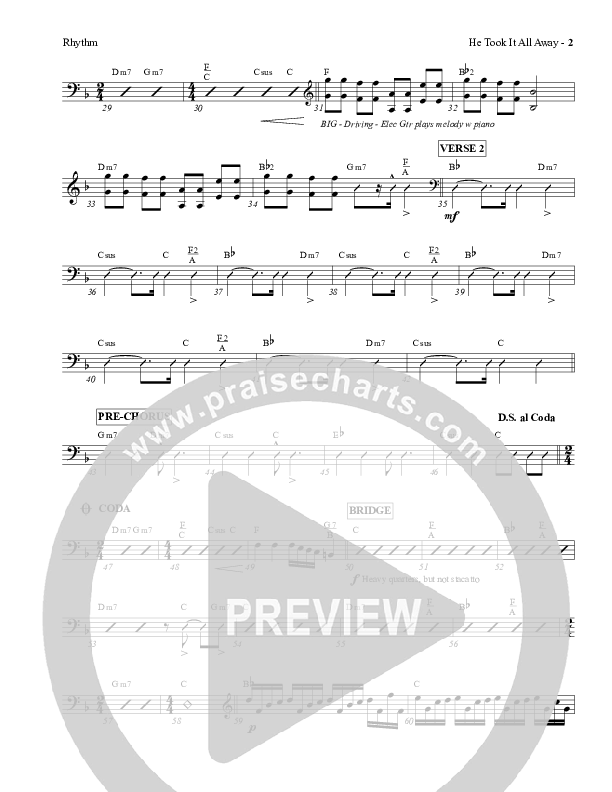 He Took It All Away Rhythm Chart (Charles Billingsley / Red Tie Music)