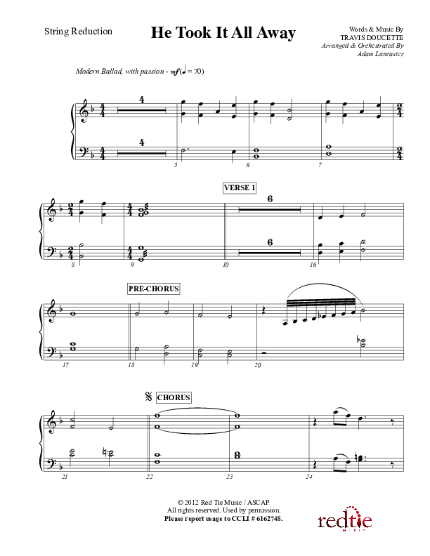 He Took It All Away Synth Strings (Charles Billingsley / Red Tie Music)
