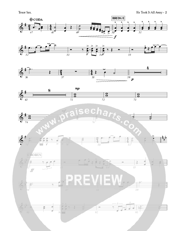 He Took It All Away Tenor Sax 2 (Charles Billingsley / Red Tie Music)