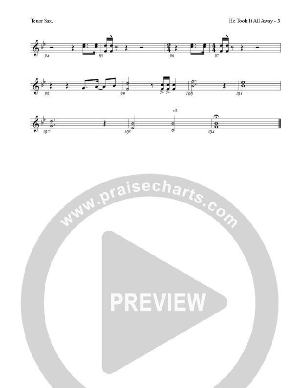 He Took It All Away Tenor Sax 2 (Charles Billingsley / Red Tie Music)