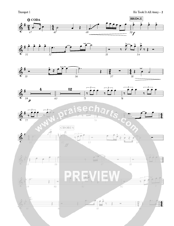 He Took It All Away Trumpet 1 (Charles Billingsley / Red Tie Music)