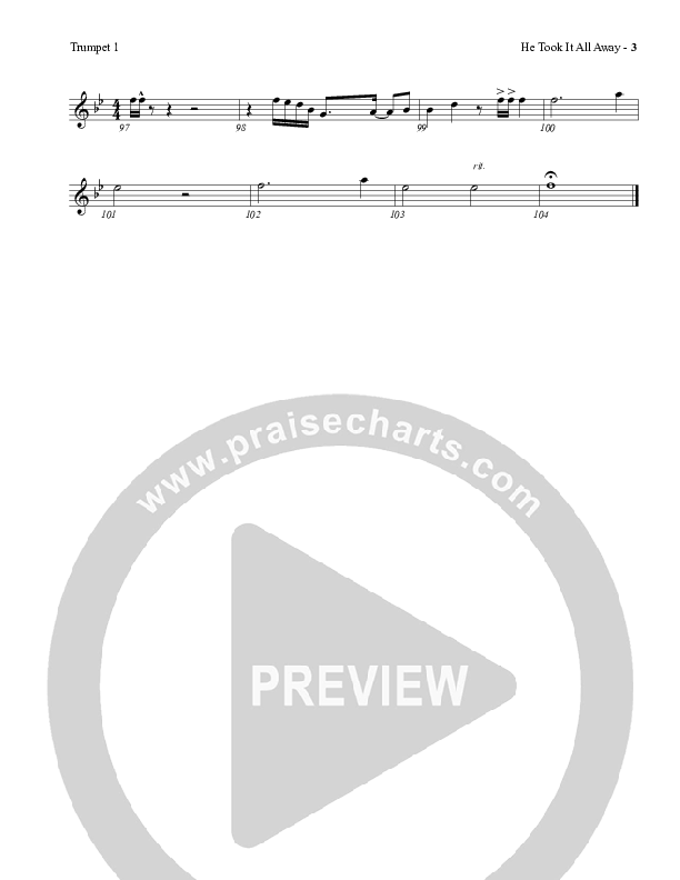 He Took It All Away Trumpet 1 (Charles Billingsley / Red Tie Music)