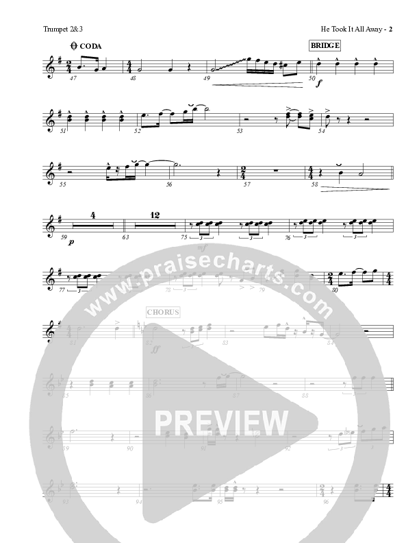 He Took It All Away Trumpet 2/3 (Charles Billingsley / Red Tie Music)