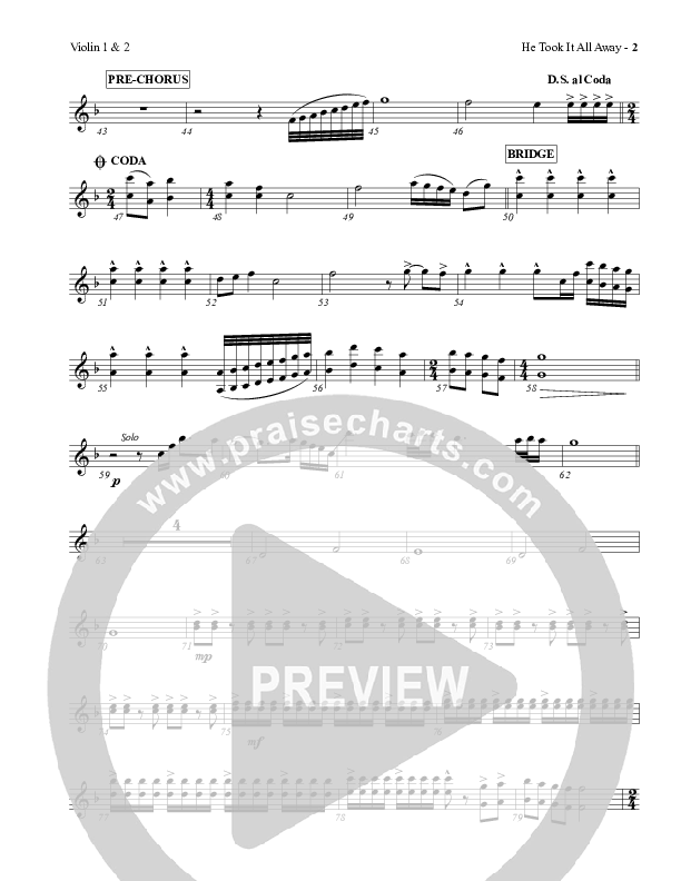 He Took It All Away Violin 1/2 (Charles Billingsley / Red Tie Music)