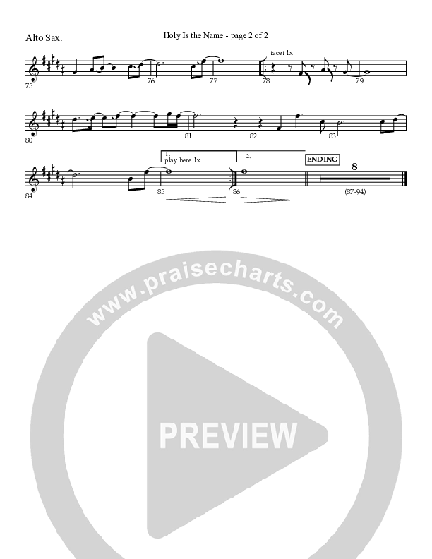 Holy Is The Name (with Holy Holy Holy) Alto Sax (Charles Billingsley / Red Tie Music)