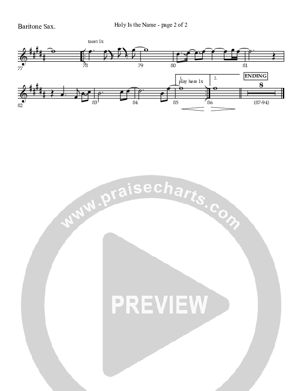 Holy Is The Name (with Holy Holy Holy) Bari Sax (Charles Billingsley / Red Tie Music)
