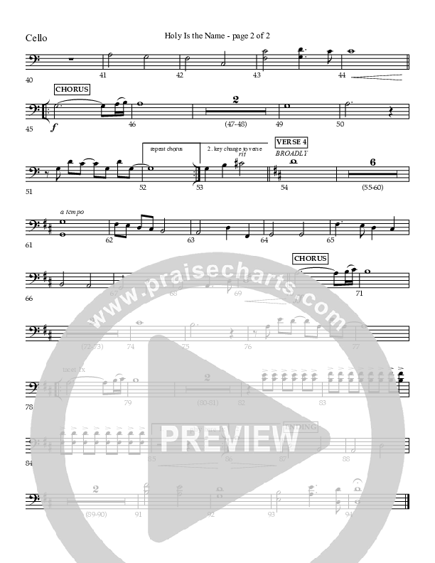 Holy Is The Name (with Holy Holy Holy) Cello (Charles Billingsley / Red Tie Music)