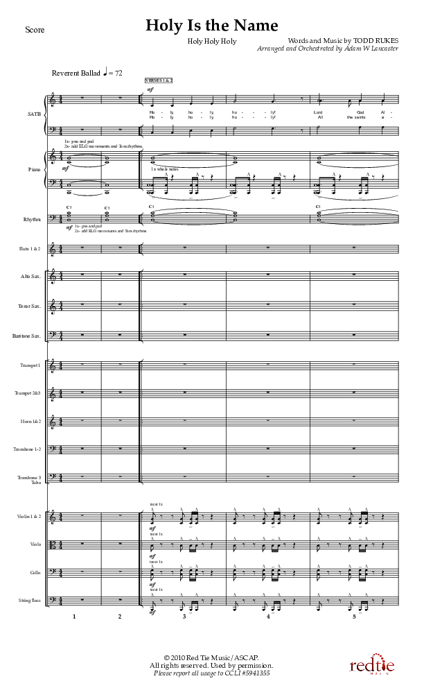 Holy Is The Name (with Holy Holy Holy) Conductor's Score (Charles Billingsley / Red Tie Music)