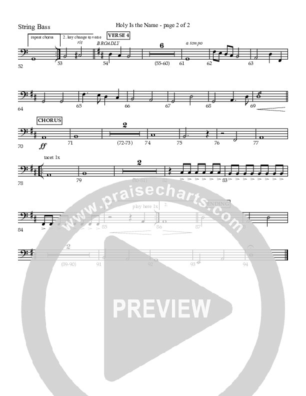 Holy Is The Name (with Holy Holy Holy) Double Bass (Charles Billingsley / Red Tie Music)