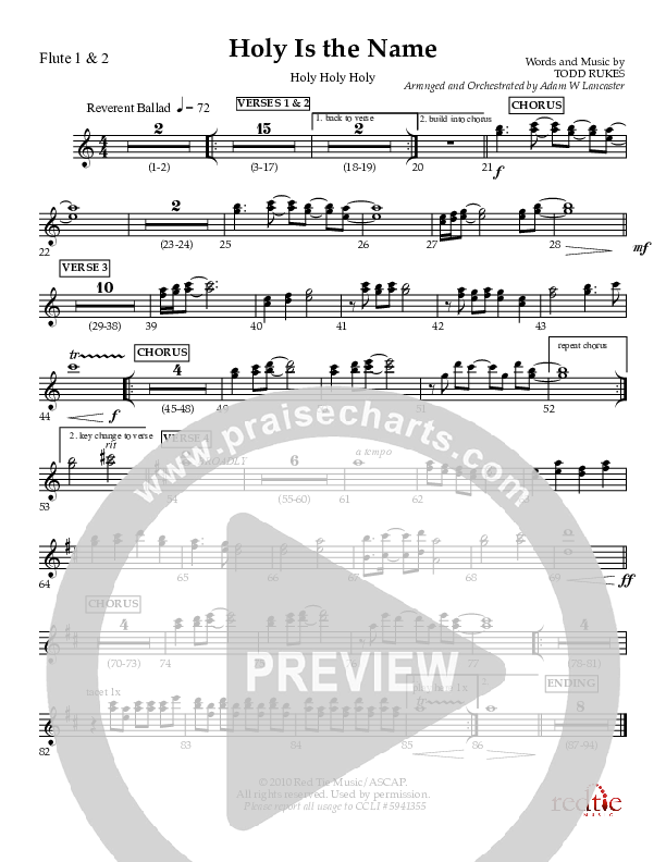 Holy Is The Name (with Holy Holy Holy) Flute 1/2 (Charles Billingsley / Red Tie Music)
