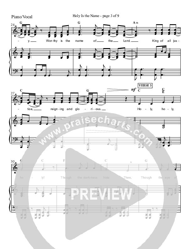 Holy Is The Name (with Holy Holy Holy) Piano/Vocal & Lead (Charles Billingsley / Red Tie Music)