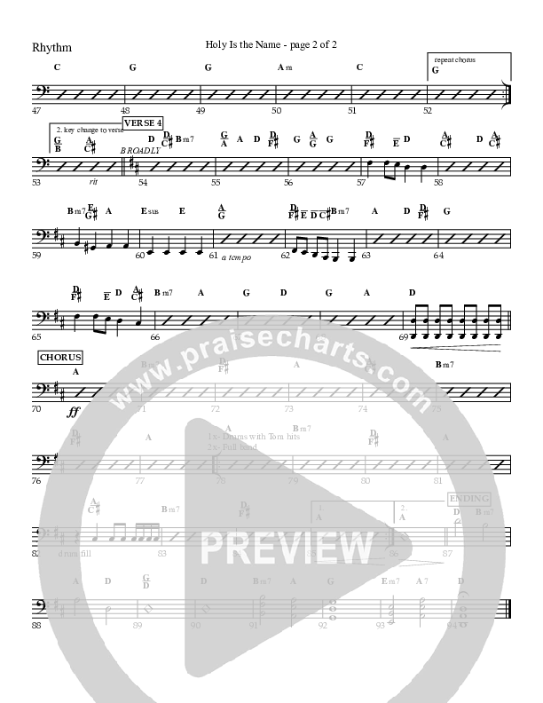 Holy Is The Name (with Holy Holy Holy) Rhythm Chart (Charles Billingsley / Red Tie Music)