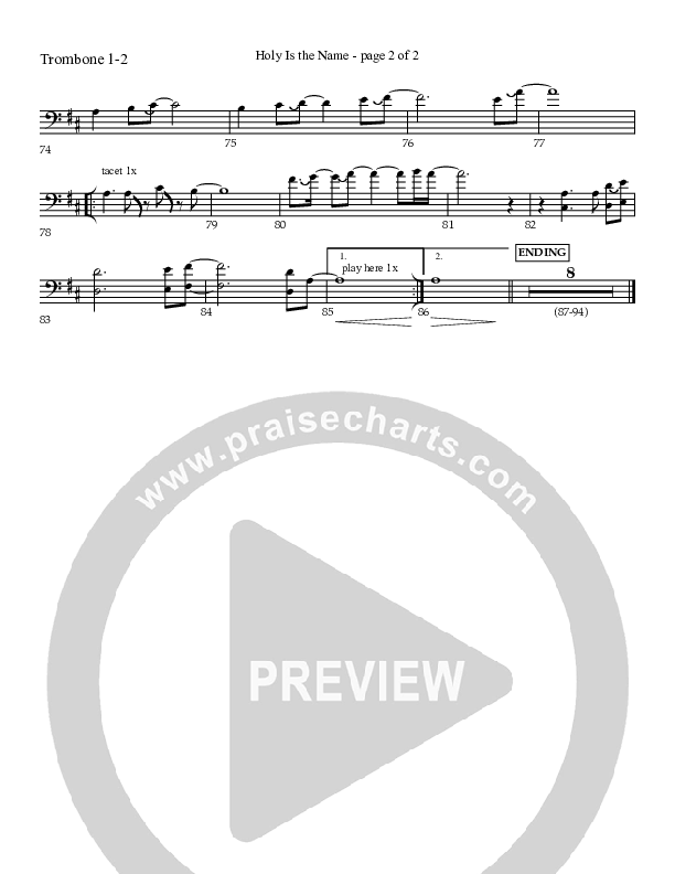 Holy Is The Name (with Holy Holy Holy) Trombone 1/2 (Charles Billingsley / Red Tie Music)