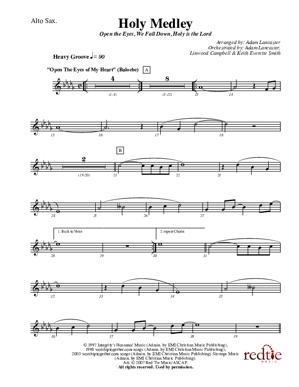 Holy Medley Alto Sax (Charles Billingsley / Red Tie Music)