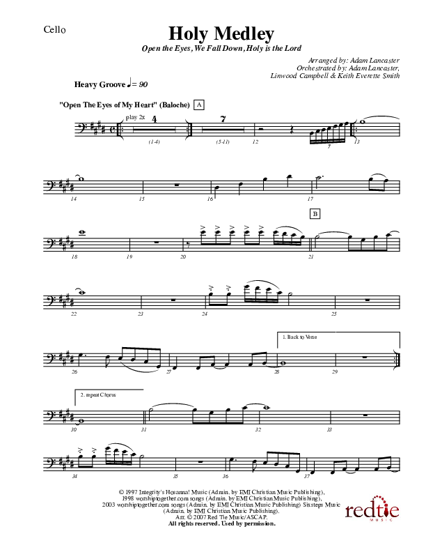 Holy Medley Cello (Charles Billingsley / Red Tie Music)