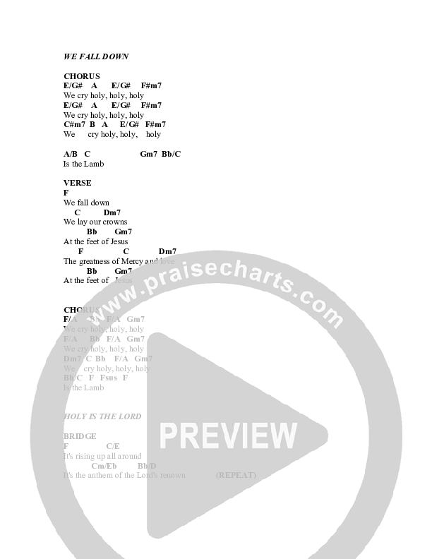 Holy Medley Chord Chart (Charles Billingsley / Red Tie Music)