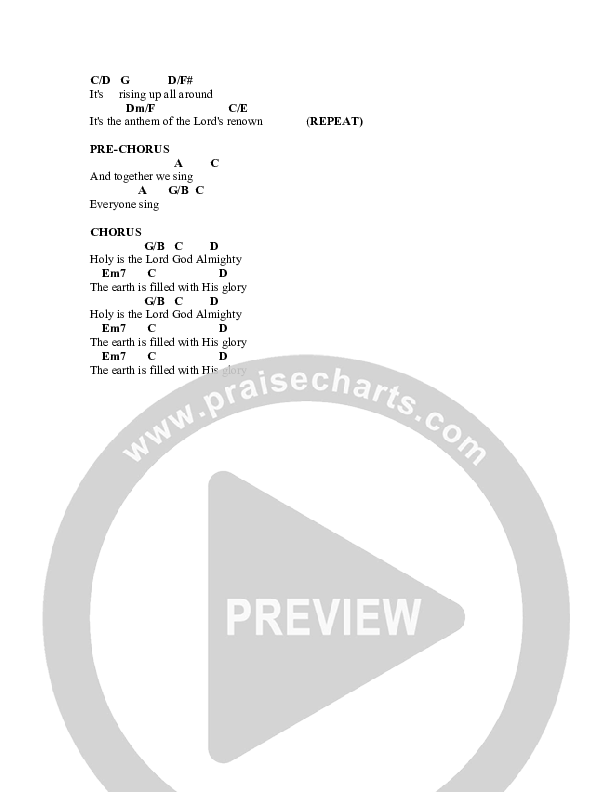 Holy Medley Chord Chart (Charles Billingsley / Red Tie Music)