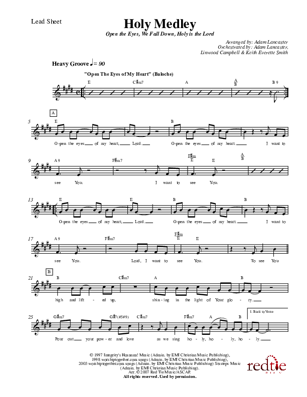 Holy Medley Lead Sheet (Charles Billingsley / Red Tie Music)