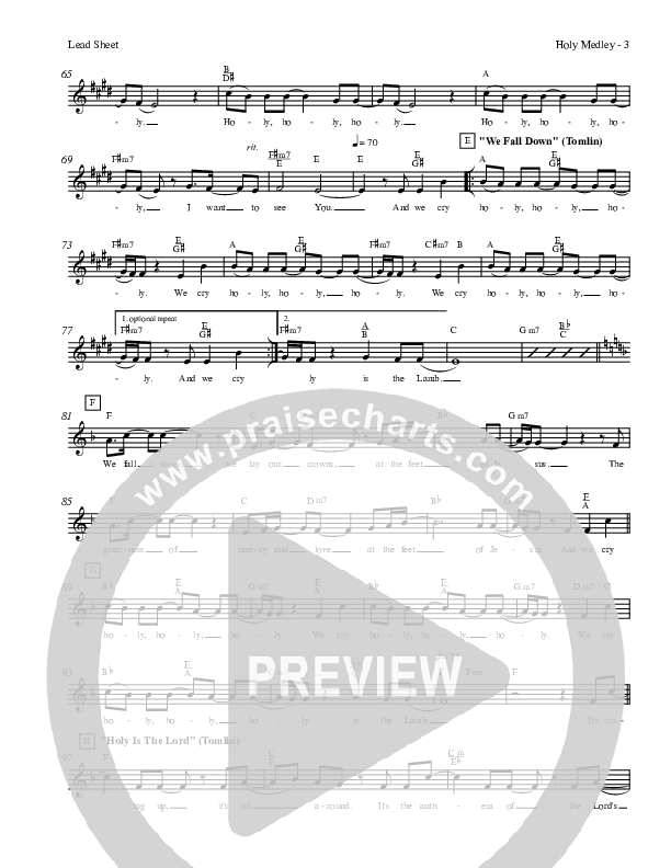 Holy Medley Lead Sheet (Charles Billingsley / Red Tie Music)