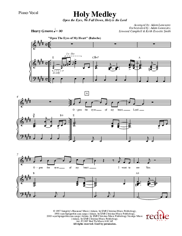 Holy Medley Piano/Vocal (Charles Billingsley / Red Tie Music)