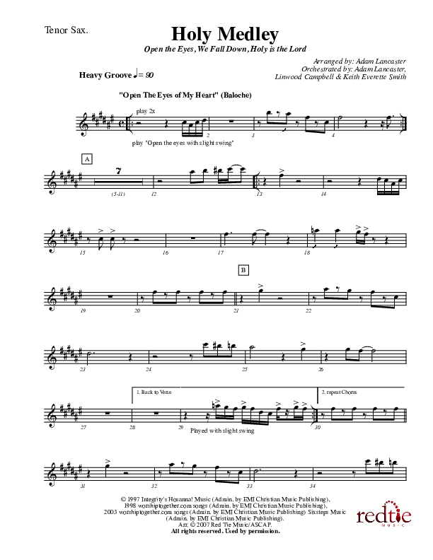 Holy Medley Tenor Sax 2 (Charles Billingsley / Red Tie Music)