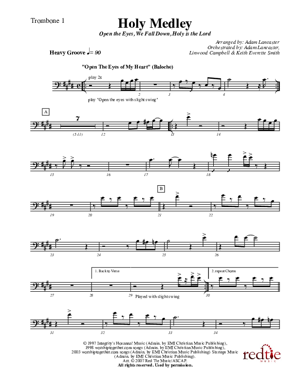 Holy Medley Trombone 1 (Charles Billingsley / Red Tie Music)