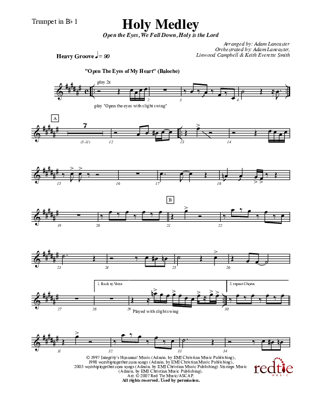 Holy Medley Trumpet 1 (Charles Billingsley / Red Tie Music)