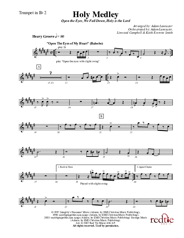 Holy Medley Trumpet 2 (Charles Billingsley / Red Tie Music)