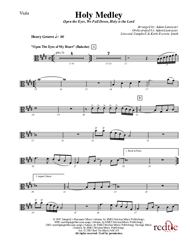 Holy Medley Viola (Charles Billingsley / Red Tie Music)