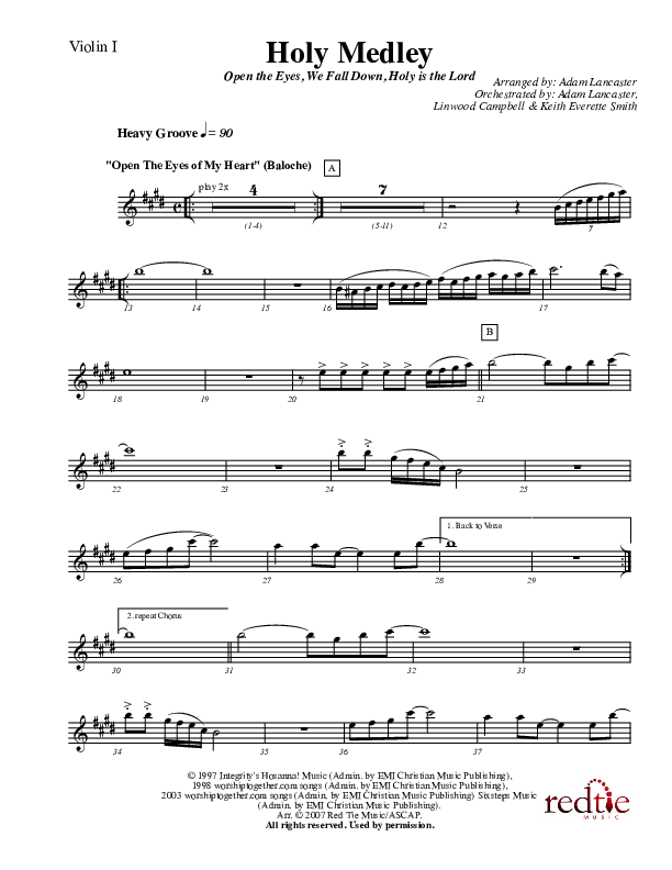 Holy Medley Violin 1 (Charles Billingsley / Red Tie Music)