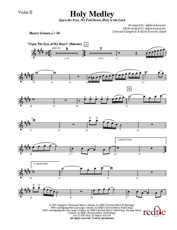 Holy Medley Violin 2 (Charles Billingsley / Red Tie Music)