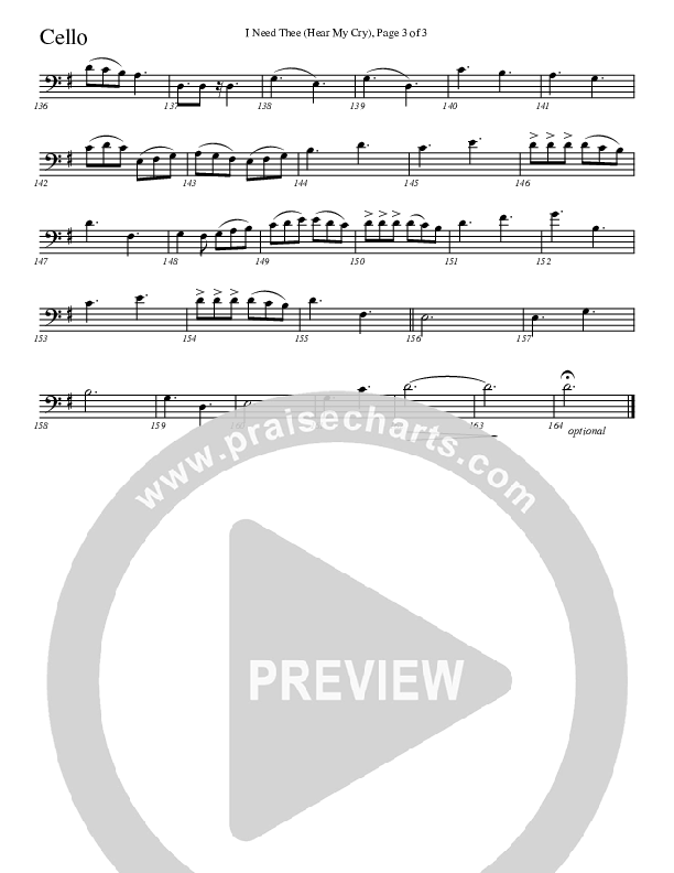 I Need Thee (Hear My Cry) Cello (Charles Billingsley)
