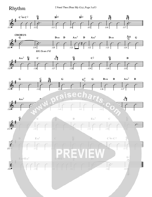 I Need Thee (Hear My Cry) Rhythm Chart (Charles Billingsley)