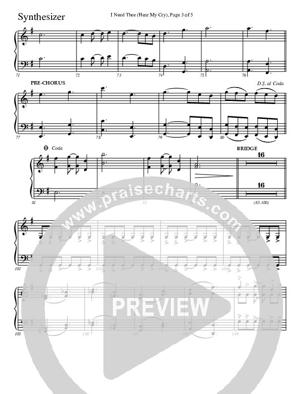 I Need Thee (Hear My Cry) Synth (Charles Billingsley)