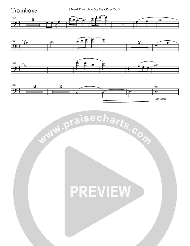 I Need Thee (Hear My Cry) Trombone (Charles Billingsley)