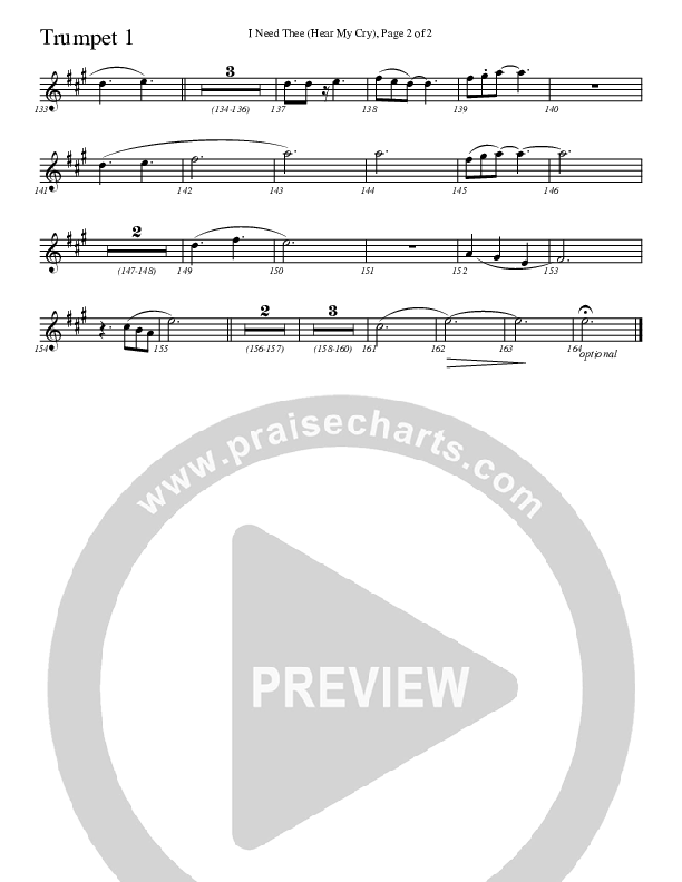 I Need Thee (Hear My Cry) Trumpet 1 (Charles Billingsley)
