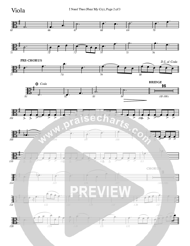 I Need Thee (Hear My Cry) Viola (Charles Billingsley)