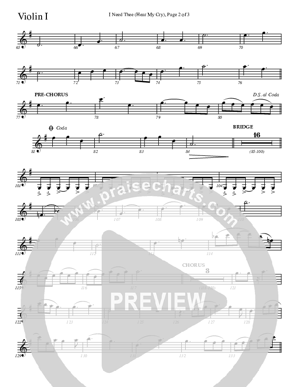 I Need Thee (Hear My Cry) Violin 1 (Charles Billingsley)